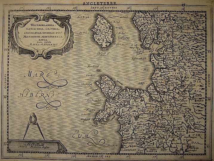 Mercator Gerard - Hondius Jodocus Westmorlandia, Lancastria, Cestria... 1630 Amsterdam 